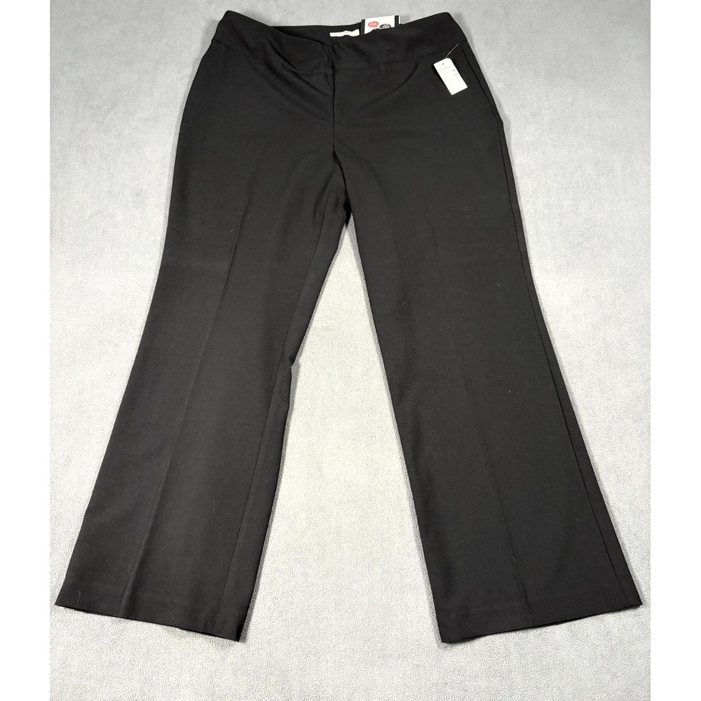 Roz & Ali Ankle Pants Womens 14 Black Stretch Flat Front Mid Rise Straight Leg